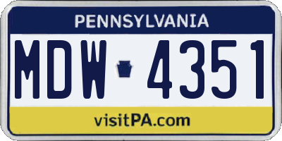 PA license plate MDW4351