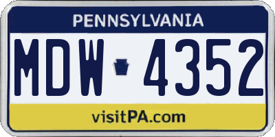 PA license plate MDW4352