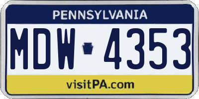 PA license plate MDW4353