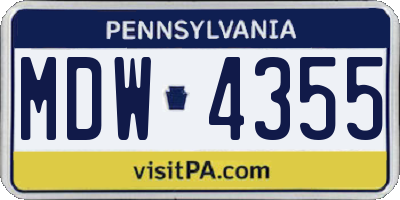 PA license plate MDW4355