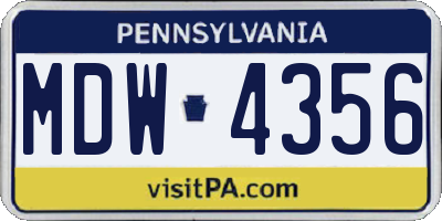 PA license plate MDW4356