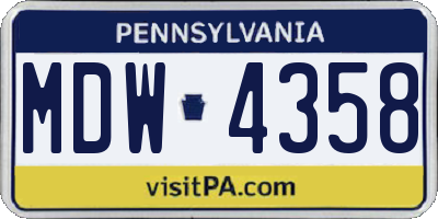 PA license plate MDW4358