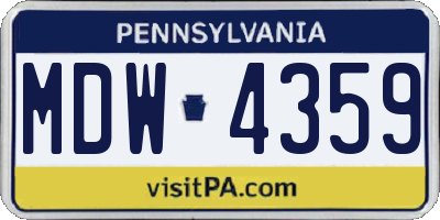 PA license plate MDW4359