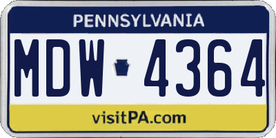 PA license plate MDW4364