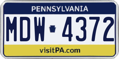 PA license plate MDW4372