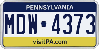 PA license plate MDW4373