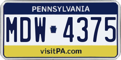PA license plate MDW4375