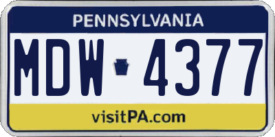 PA license plate MDW4377