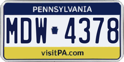 PA license plate MDW4378