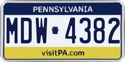 PA license plate MDW4382