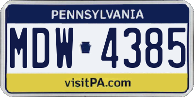 PA license plate MDW4385