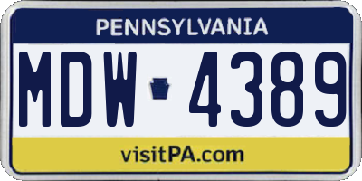 PA license plate MDW4389
