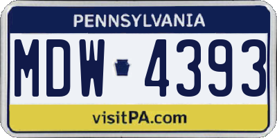PA license plate MDW4393
