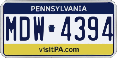 PA license plate MDW4394