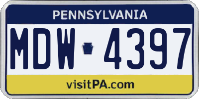 PA license plate MDW4397