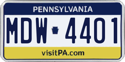 PA license plate MDW4401