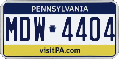 PA license plate MDW4404