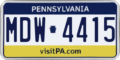 PA license plate MDW4415
