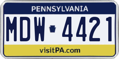 PA license plate MDW4421