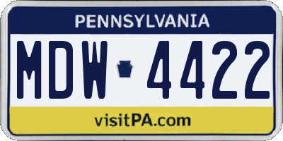 PA license plate MDW4422