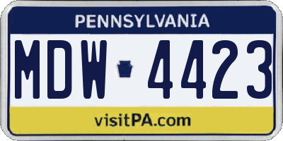 PA license plate MDW4423