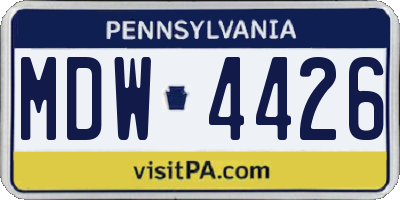 PA license plate MDW4426
