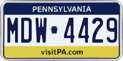 PA license plate MDW4429
