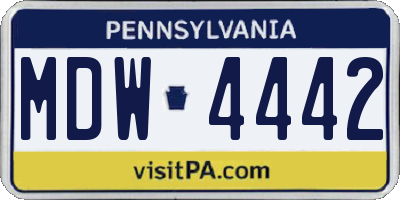 PA license plate MDW4442