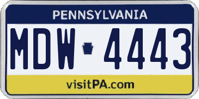 PA license plate MDW4443