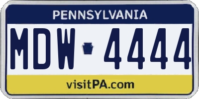 PA license plate MDW4444
