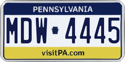 PA license plate MDW4445