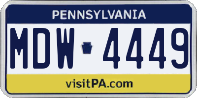 PA license plate MDW4449