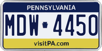 PA license plate MDW4450