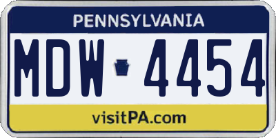 PA license plate MDW4454