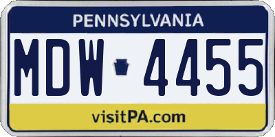 PA license plate MDW4455