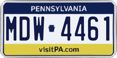 PA license plate MDW4461