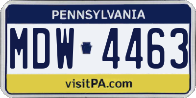PA license plate MDW4463