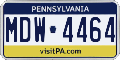 PA license plate MDW4464