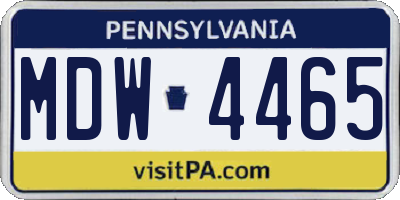 PA license plate MDW4465