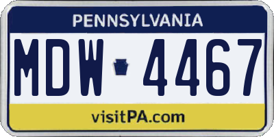 PA license plate MDW4467
