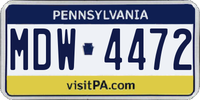 PA license plate MDW4472