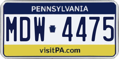 PA license plate MDW4475