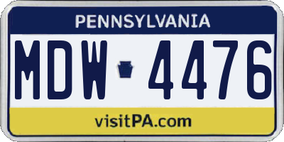 PA license plate MDW4476
