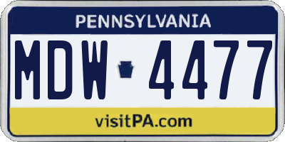 PA license plate MDW4477