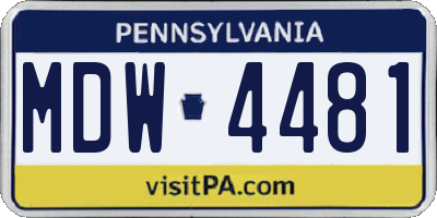 PA license plate MDW4481