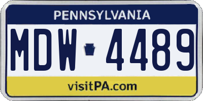 PA license plate MDW4489