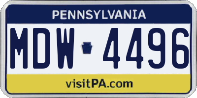 PA license plate MDW4496