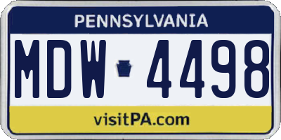PA license plate MDW4498