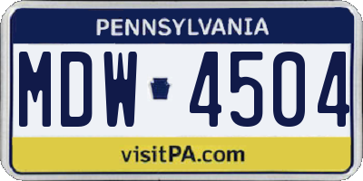 PA license plate MDW4504