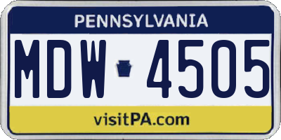 PA license plate MDW4505